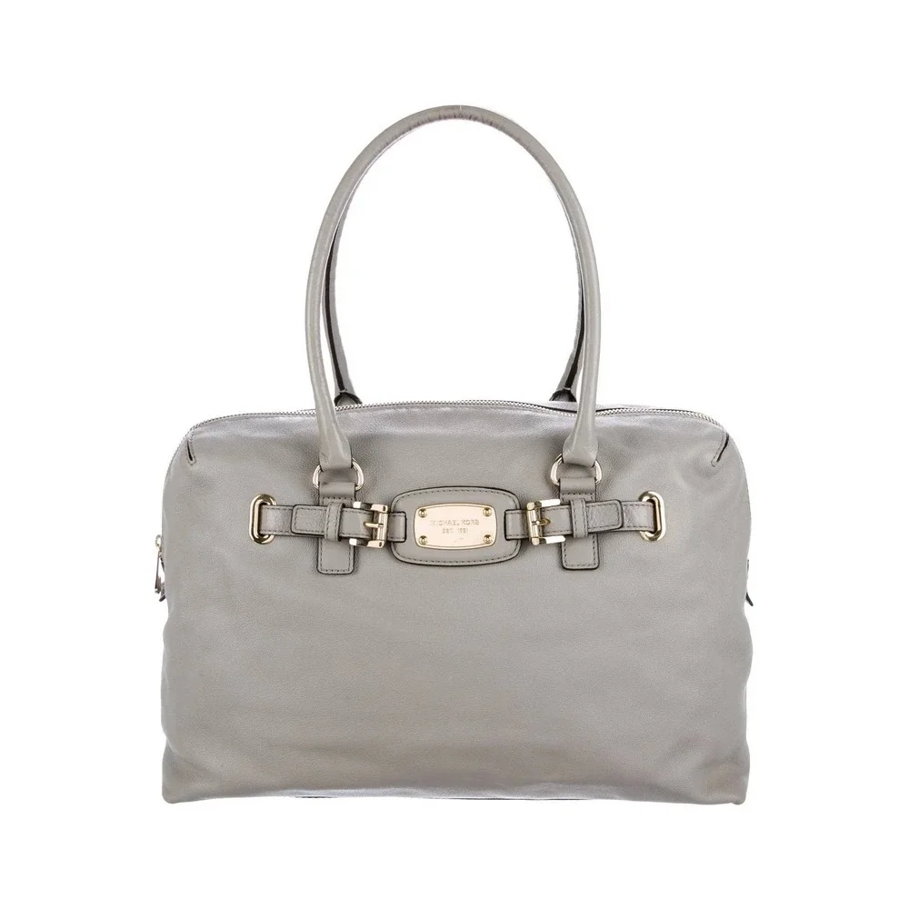 Michael Kors Hamilton Weekender Travel Bag Grey Leather + FREE Bag Charm 🎁